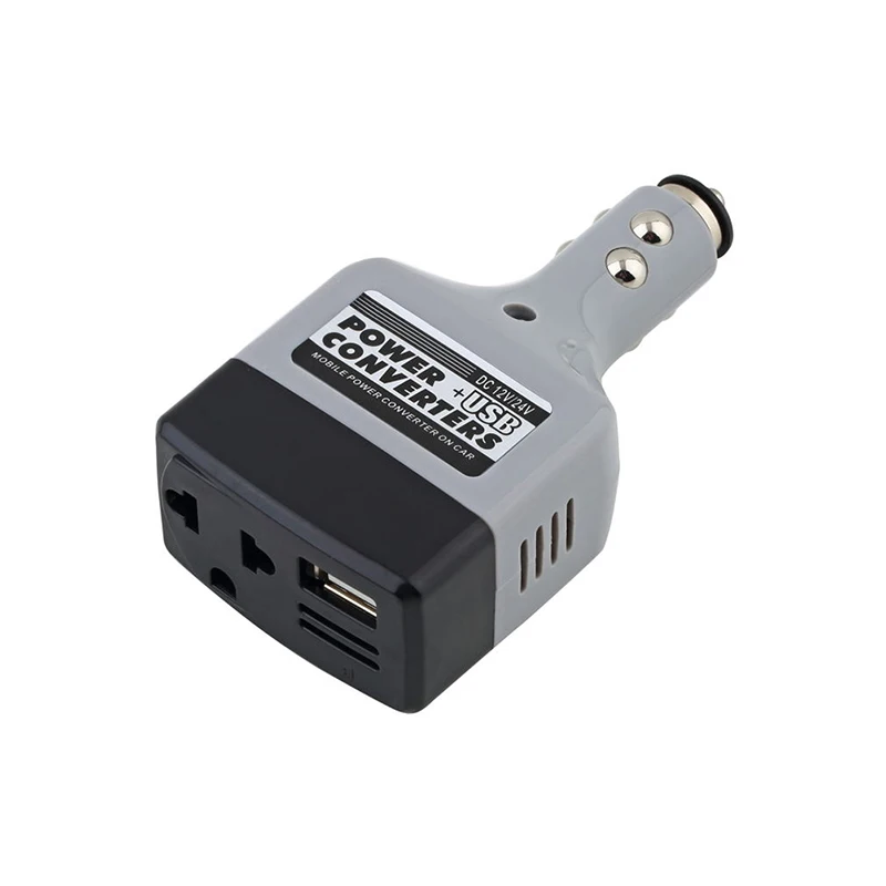 Car Mobile Converter Inverter Adapter DC 12V/24V to AC 220V Charger Power+USB