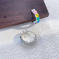 S925 Silver Colorful Geometric Heart-Shaped Hoop Earrings for Women Girls High-end Original Fine Jewelry Valentine's Day Gifts 2