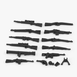 WWII Military Weapons Building Blocks Set with Soldier Figure and Heavy Artillery Accessories (7052 - black)
