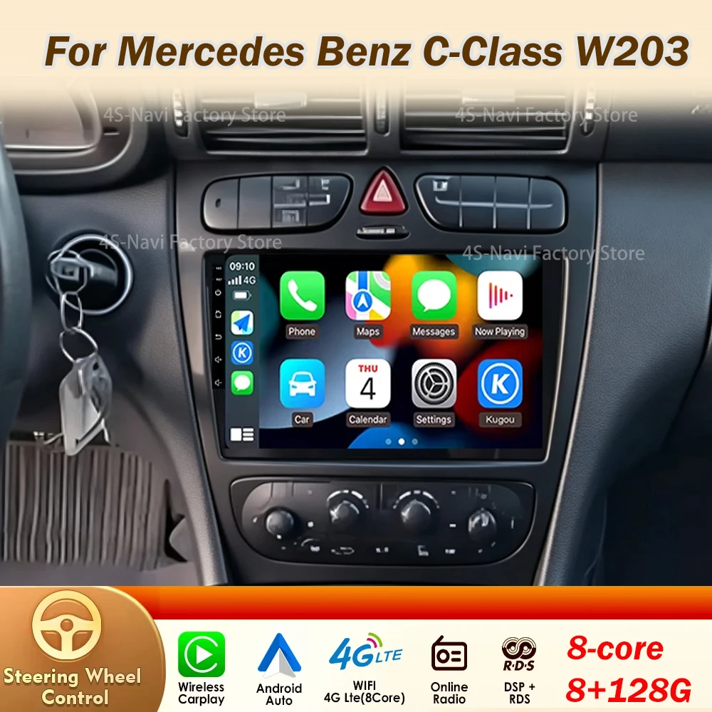 Radio de coche Android para Mercedes Benz Clase C W203 C200 C320 C350 CLK W209 2002 - 2005 reproductor de vídeo Multimedia para coche No 2din DVD 1