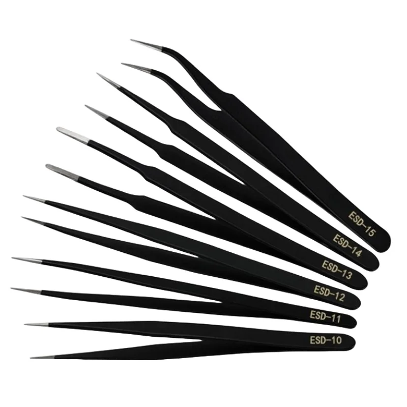 Description Picture 2 of itemStainless Steel Tweezers Anti Static Fine Pointed Elbow Precision Tweezers Soldering Tools Industrial Tweezers DIY Tool
