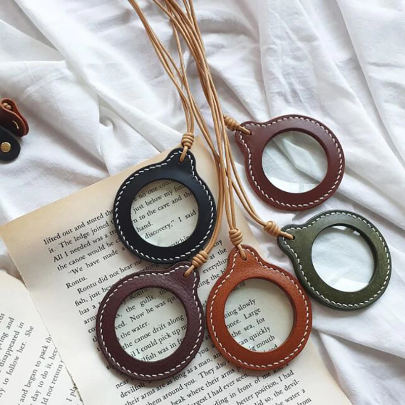 Vintage Leather Strap Necklace Handheld Mini Magnifying Glass Magnifier  Pendant for Elderly Reading Aid Easy to Use - AliExpress