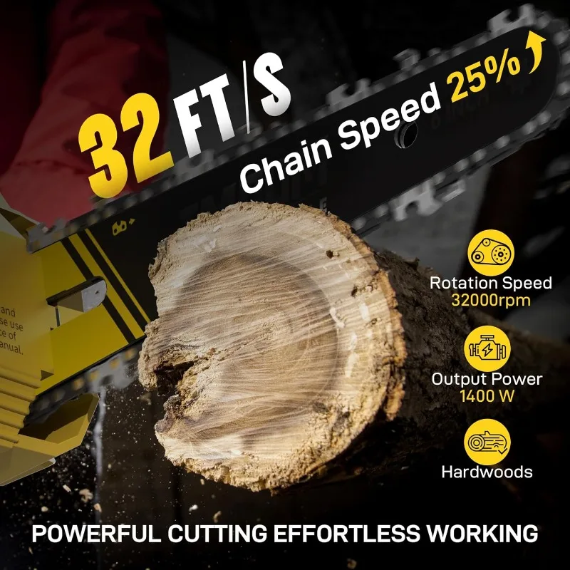 Mini Chainsaw Cordless 6 Inch 32FT/S Fast Powerful Cutting Brushless Electric Handheld Chain Saw with 3.0Ah Battery Powered