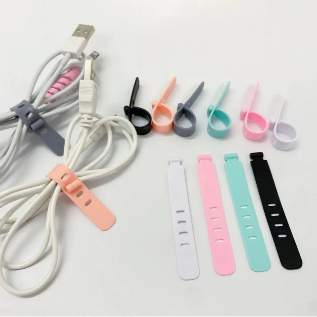 20PCS Cable Ties Cord Organizer Management Silicone Wire Holder Straps Zip Clips Reusable Tie Wraps Keeperwinder Rubber Supplies