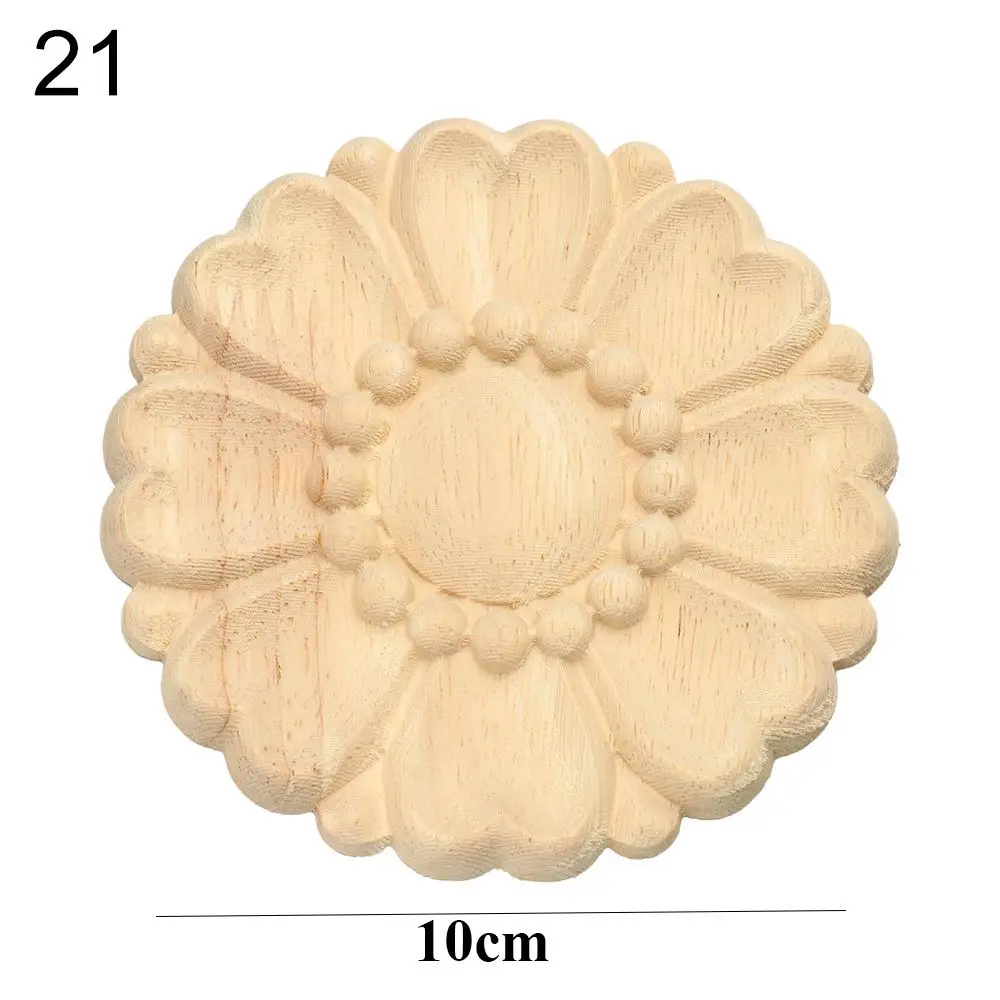 Natural Floral Carved Wooden Decorative Figurine Craft Frame and Corner Applique