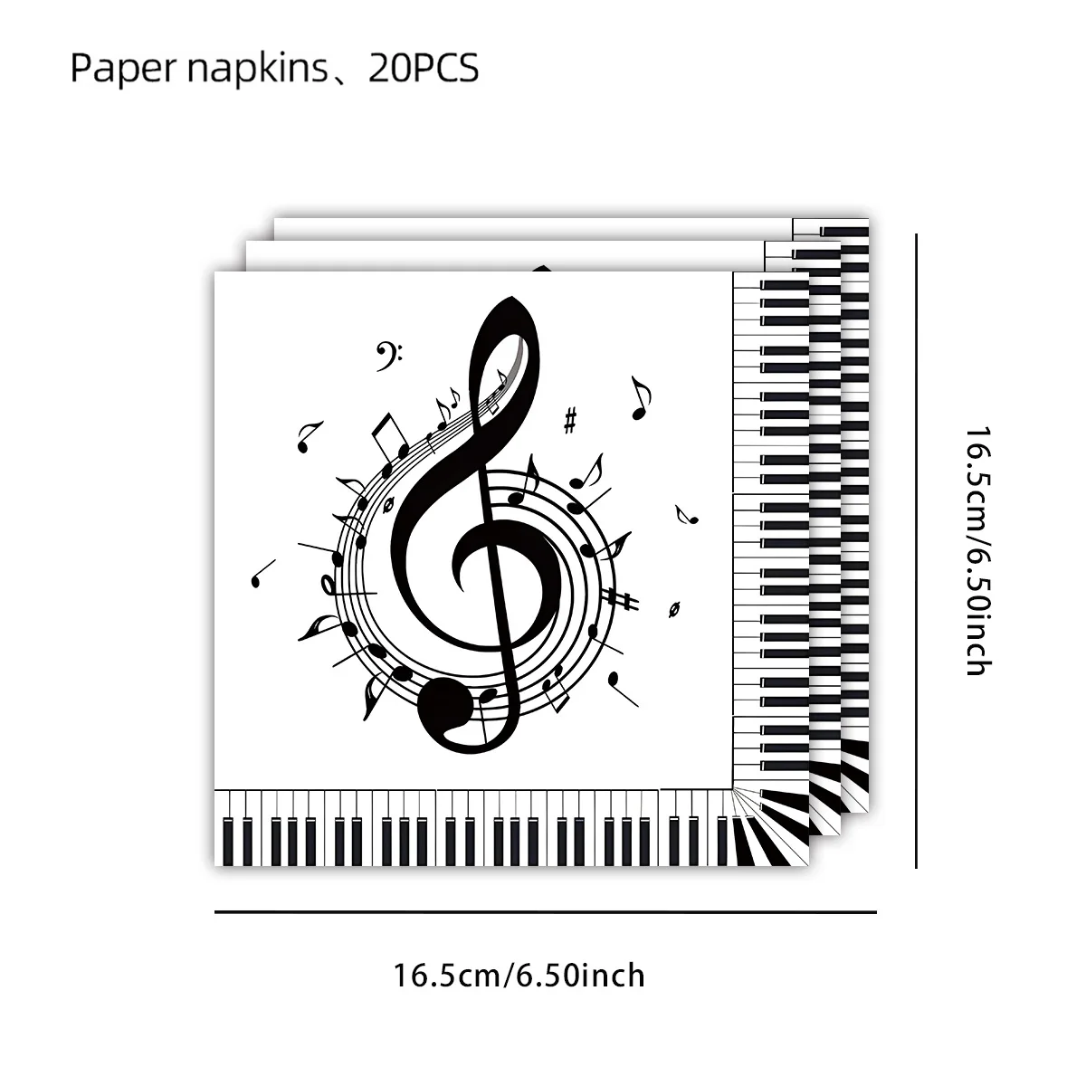 Music-Themed Party Supplies: Black Musical Note Disposable Tableware Set