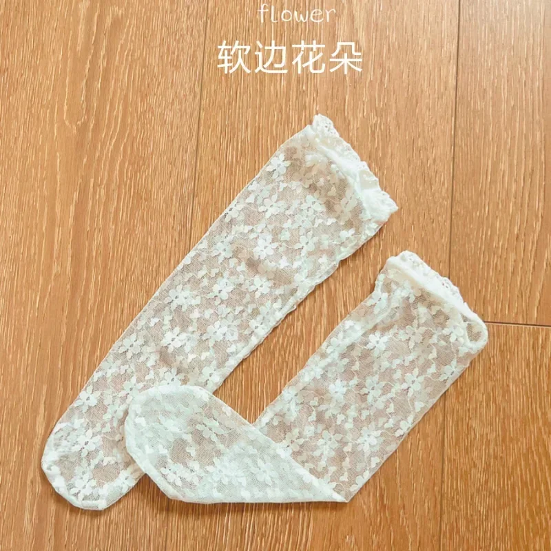 Summer Kids Girl Sock Retro Lace Ruffle Hollow Lovely Calf Sock for Children Girl Thin Breathable Frilly Princess Sock Kid Stuff