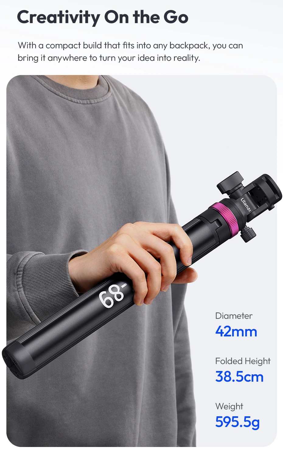 Quick-Release Light Stand Ground Tripod Stand for with Cold Shoe Mount Max Load
