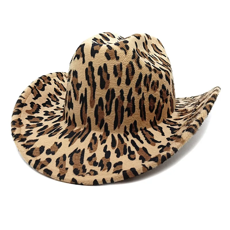 Chapeau de cowboy imprimé léopard – Chapeau de soleil UPF50 + de style occidental avec imprimé de vache, casquette d'équitation vintage pour la mode de randonnée en festival