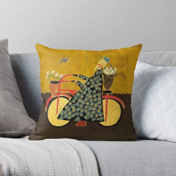

Bicycle Monk With Loveletters Printing Throw Pillow Cover Bedroom Anime Decorative Bed Decor Pillows not include One Side