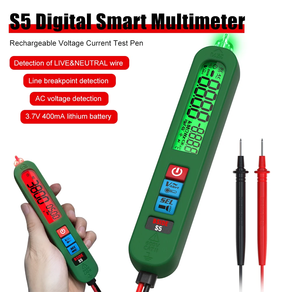 

Multifunctional Smart Multimeter Pen Hardware Tools Fast Chargin 3.7V 400mA Lithium Battery Line Breakpoint AC Voltage Detection