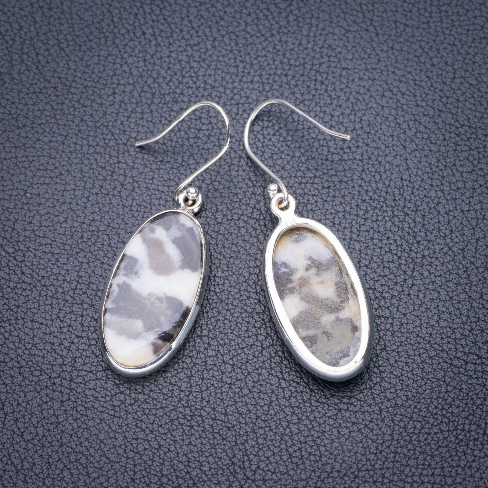 

StarGems Natural Pinolith Jasper Handmade 925 Sterling Silver Earrings 1.75" E6134
