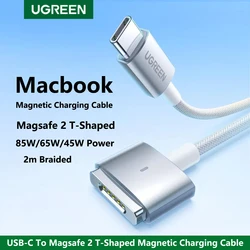 UGREEN USB C to Magnetic Charging Cable with LED Indicator, 2m Braided, T - Shaped Connector - Other (Silver)