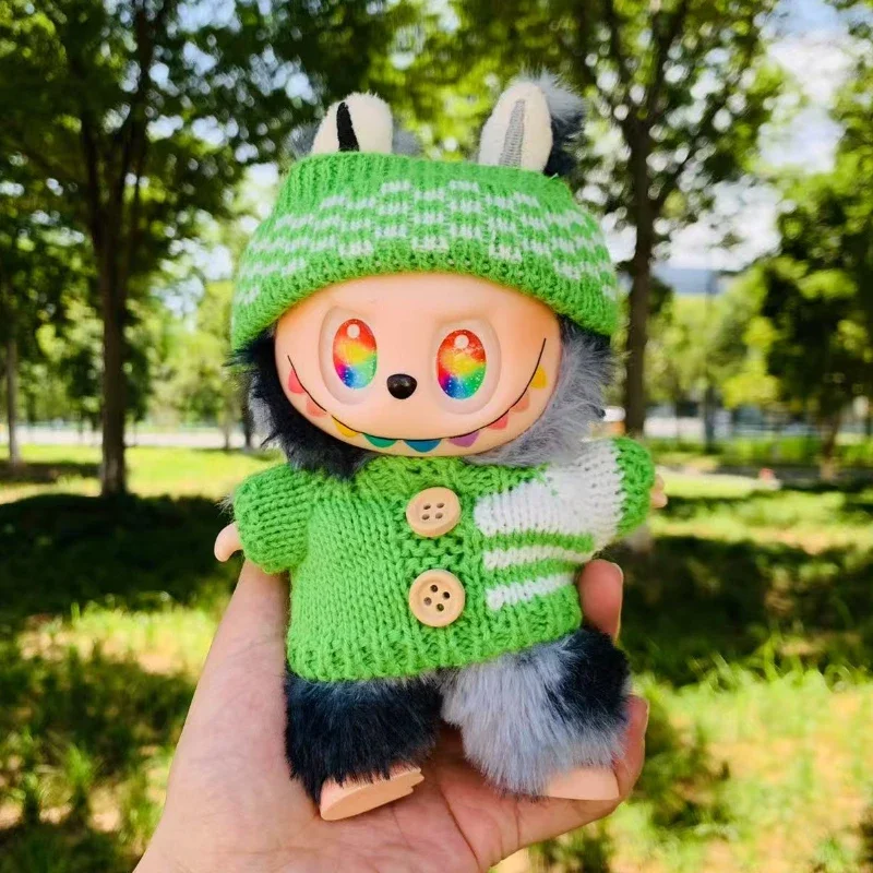 귀여운 봉제 비닐 인형 옷 카와이 스웨터 모자 (라부부 봉제인형용) 10-17cm K팝 인형 액세서리
