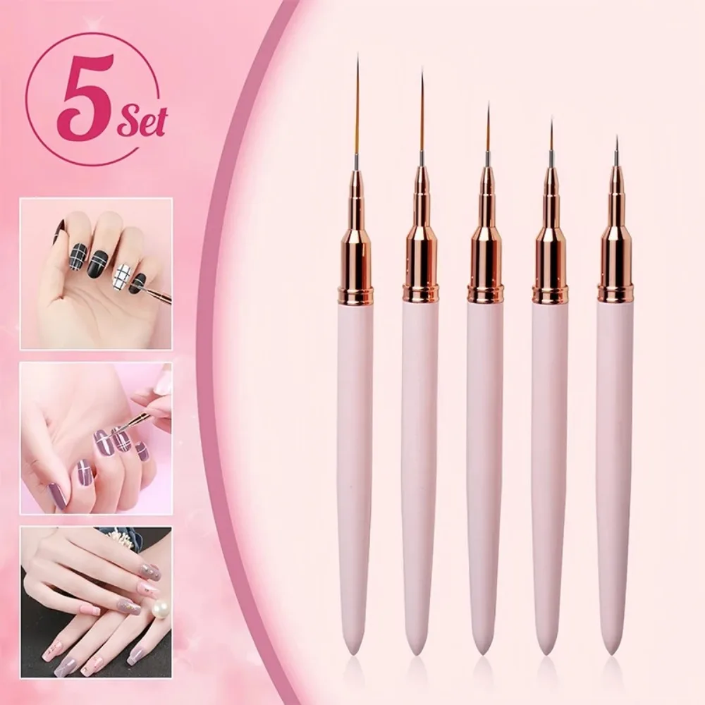 

3/5Pcs Nail Art Liner Brushes Set Elongated Lines Striping Drawing UV Gel Painting Nail Design Pen Professional Manicure Tool