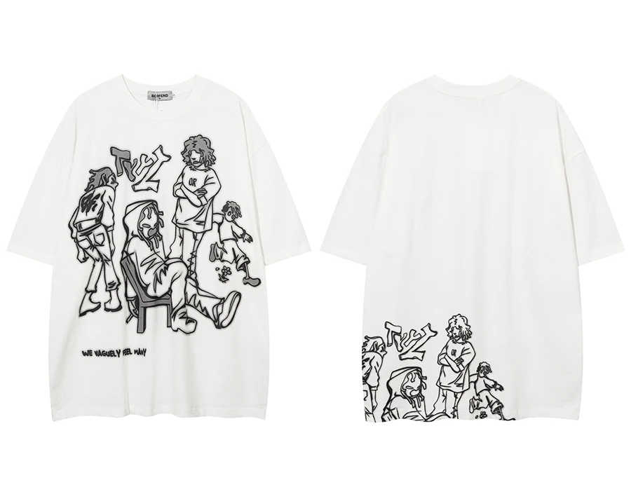 【Aelfric Eden】カートゥーン ライン キャラクター Tシャツ Aelfric Eden Cartoon Line Character Graphic Tee – Aelfric eden