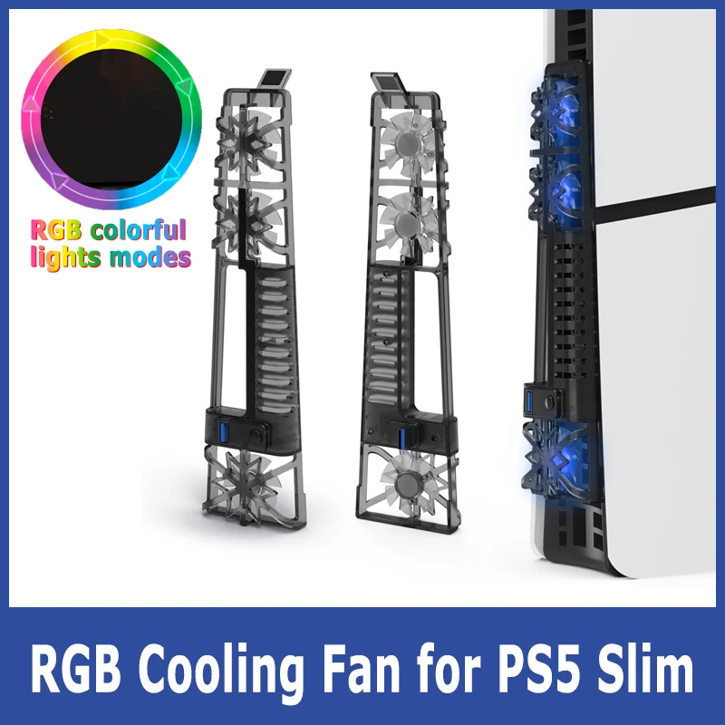 RGB Cooling Fan for PS5 Slim Disc/Digital Edition External Rear