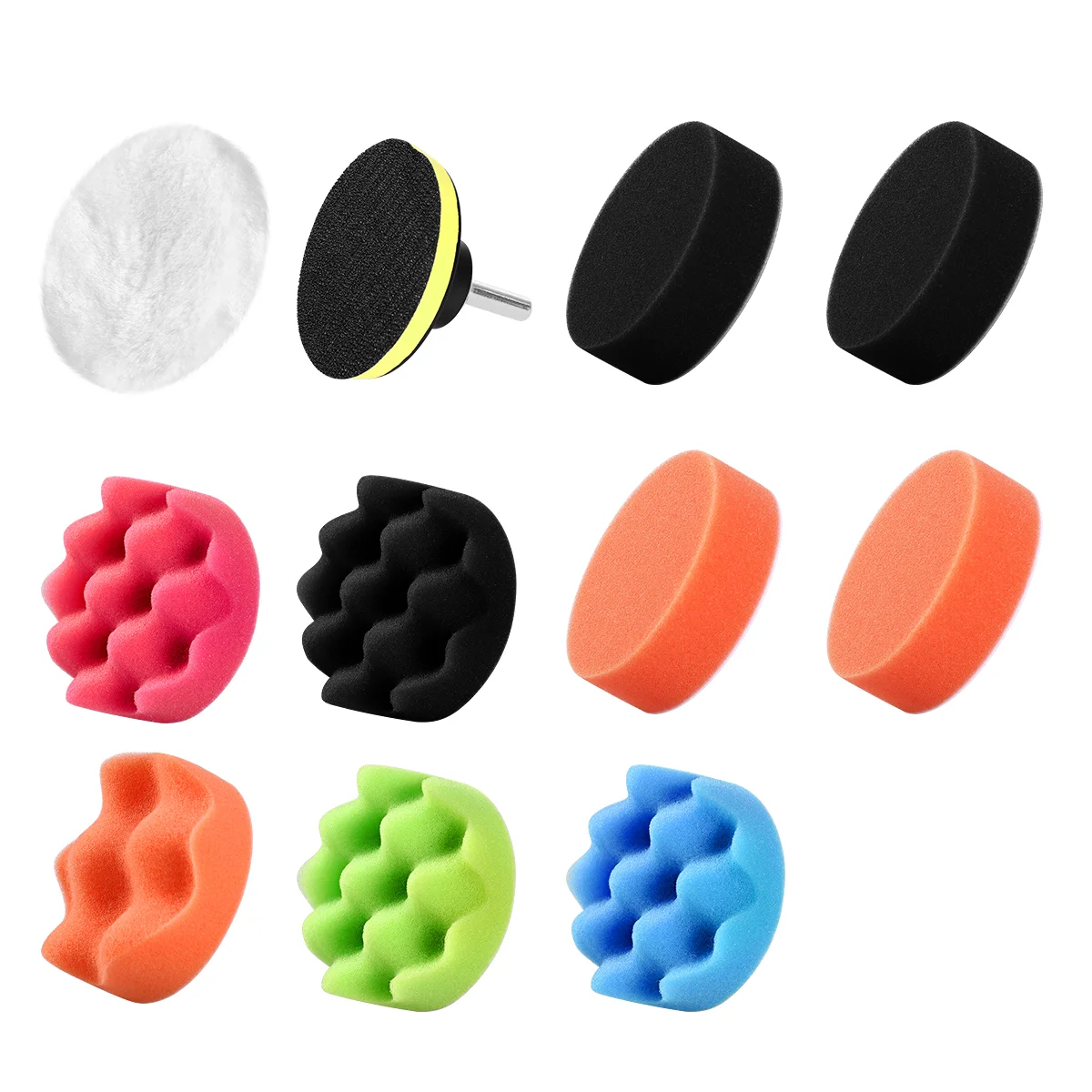 

WINOMO 12pcs 3-inch Polishing Pads Sponge and Woolen Polishing Waxing Buffing Pads Auto Car with M10 Drill Adapter