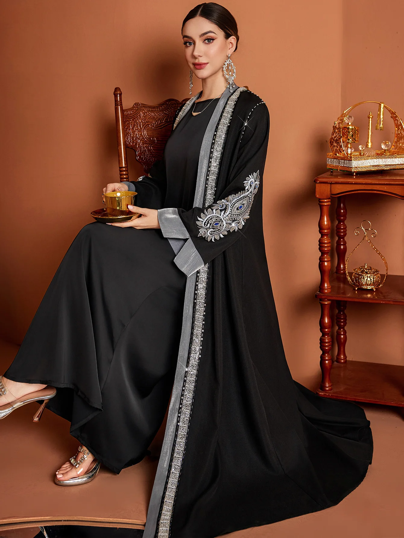 Vtido Abaya árabe Musulmán De Dubái Para Mujer, Kimono Modto Con