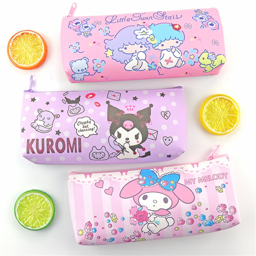 

Kawaii 산리오 필통 Hello Kitty Pencil Case Anime Kuromi Cinnamoroll Pen Bag Sanrio Stationery Cartoon PU Waterproof Storage Bags Gift