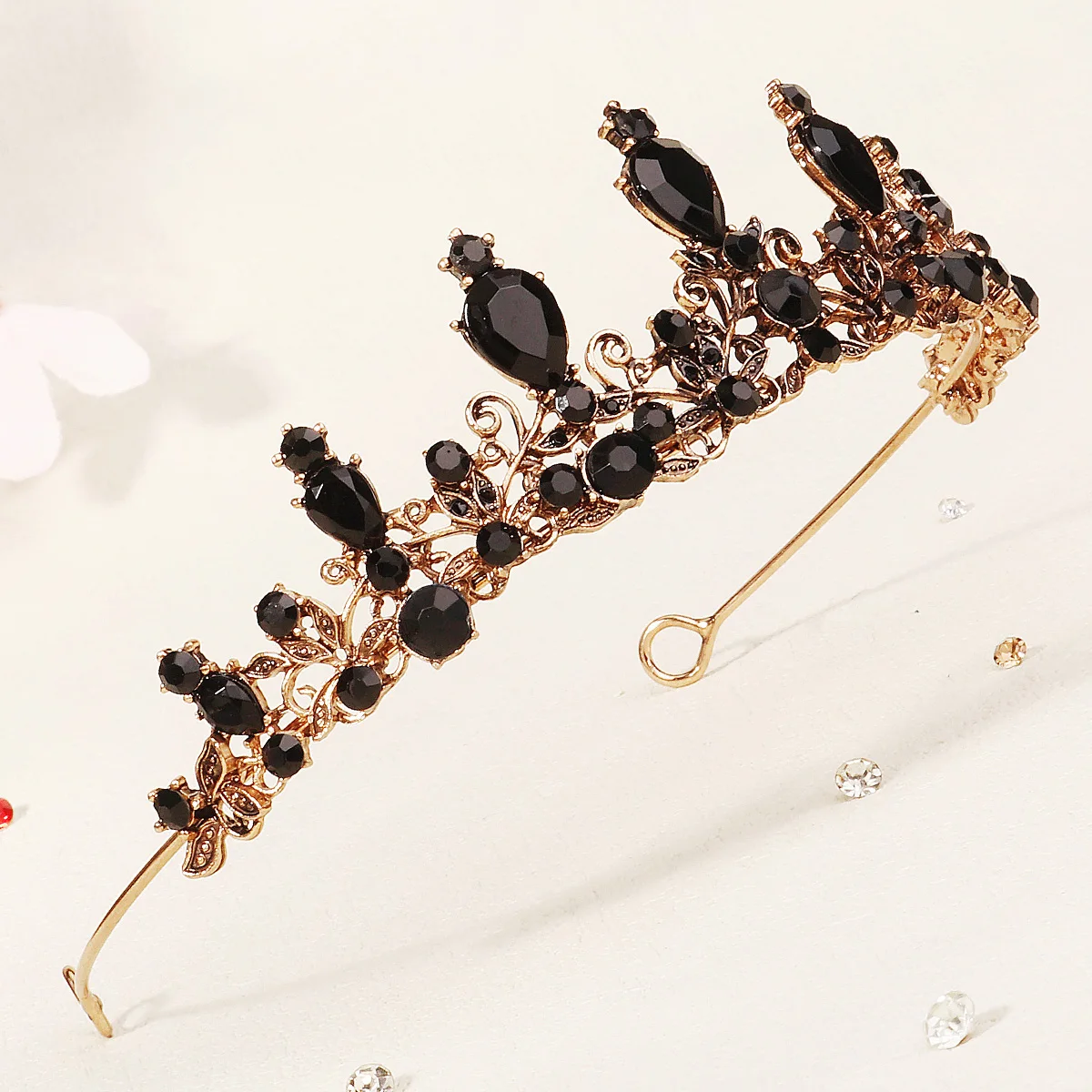 Barocke Vintage Gotische Kristallkrone und Tiara Hochzeits-Braut-Haaraccessoires für Frauen Strass-Kronen Hochzeitszubehör – Detail 15