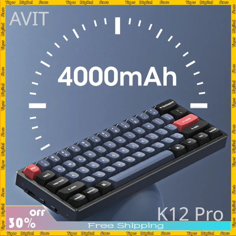 

Беспроводная Bluetooth механическая клавиатура 61Key K12Pro, настройка Mac/iPad, портативная клавиатура QMK/с изменением разрешения клавиш