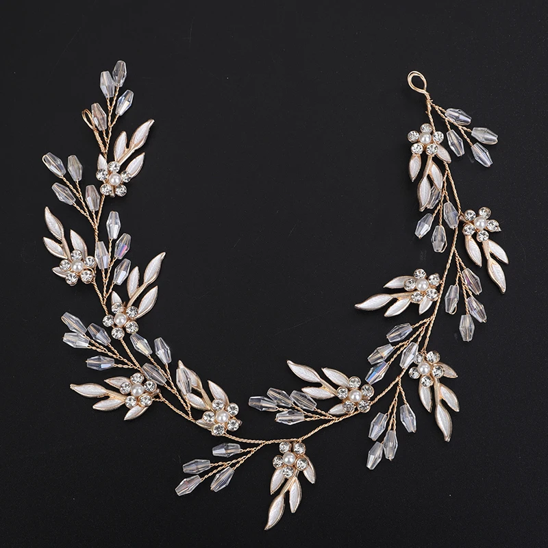 Bridal Hair Accessories Crystal Leaf Wedding Headbands Handmade Bridal Headpieces for Bride Bridesmaids Flower Girl Wedding Hair Accessories for Women