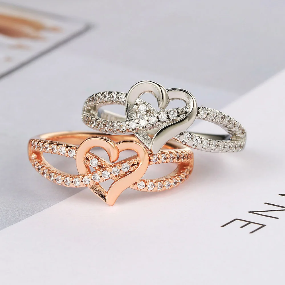Crystal Rings Engagement Rings Zircon Rings Fashion Rings Wedding Rings Couple Rings Finger Rings Romantic Infinity Heart Love Rings for Women