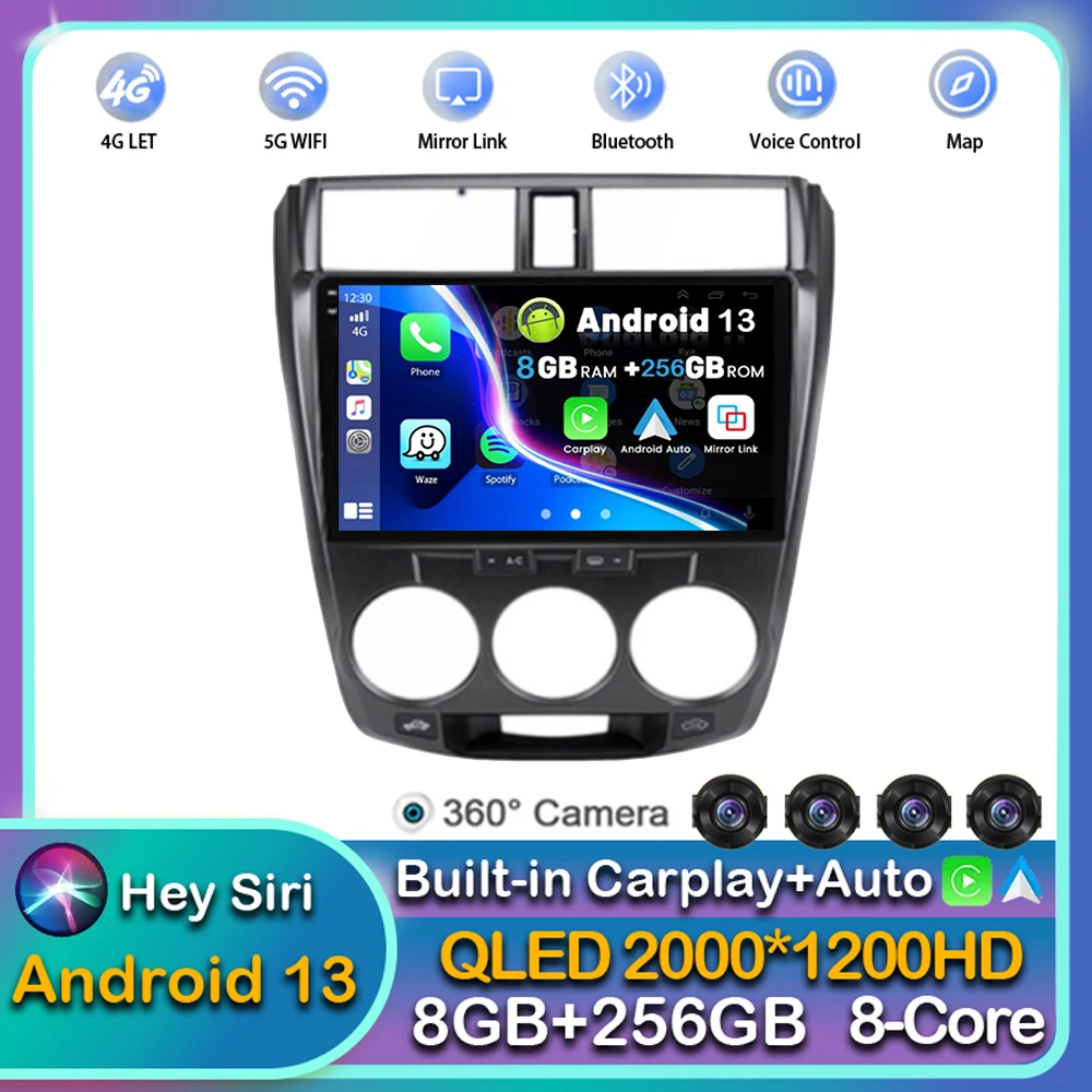 

Android 13 Carplay Auto Car Radio For Honda City 2008 - 2011 2012 2013 2014 2015 2016 Multimedia GPS Player Video Stereo SIM DSP