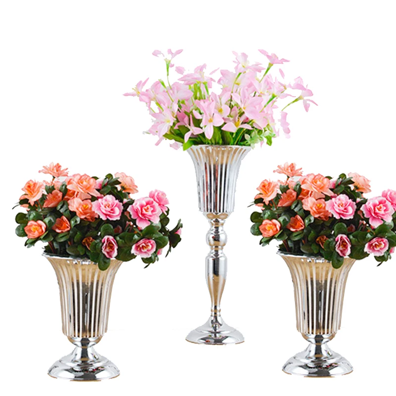 PEANDIM Luxury Silver Flower Vase Home Vase Desktop Craft Flower Arrangement Decoration Wedding Party Christmas Flower Rack 3