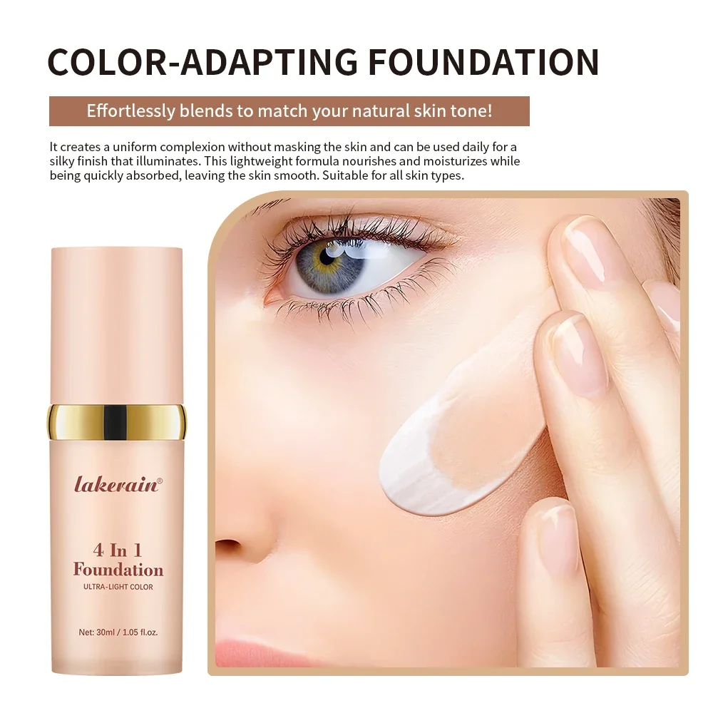 Liquid Foundation White Color Changing Foundation SPF30 Soft Matte Long Lasting Hydrating Makeup Base Concealer CC Cream 30ml 3