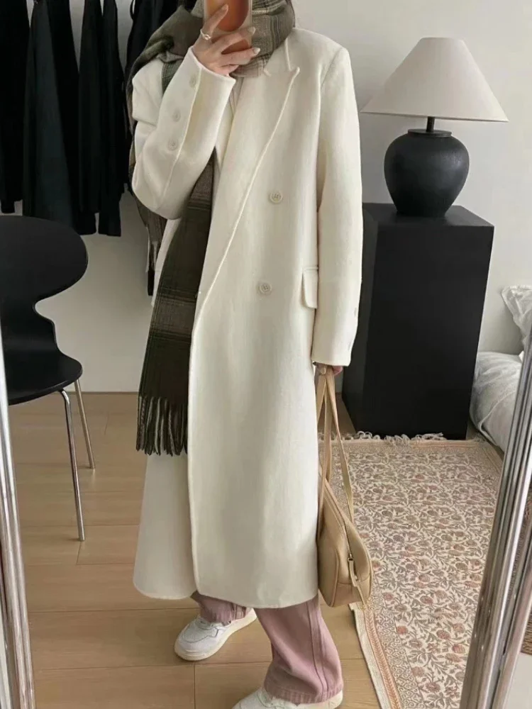 Manteau En Laine Blanc Cassé Taille Unique - Occasion Très Bon état - Coupe Basique Intemporelle