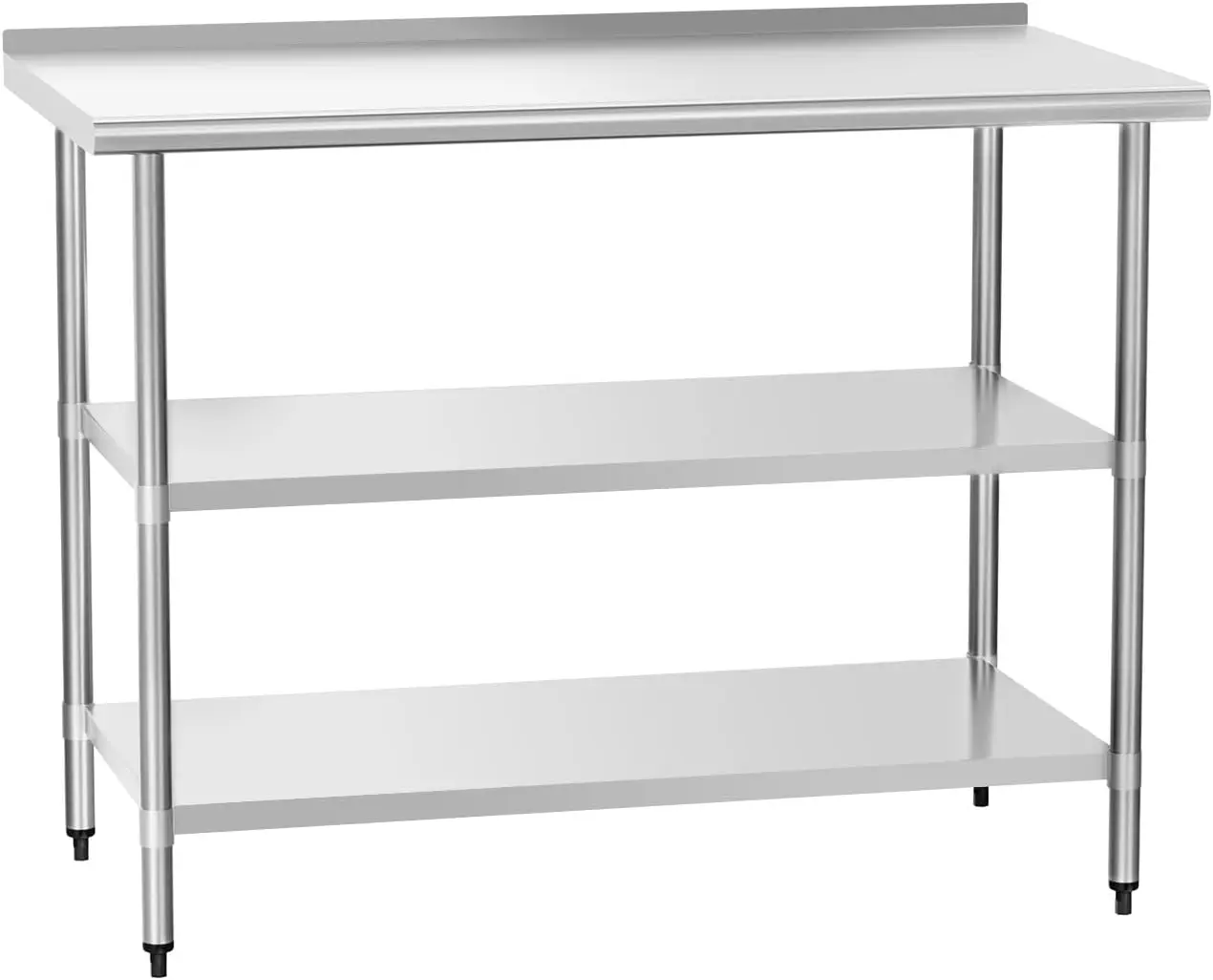 

Stainless Steel Table for Prep & Work 24" X 48" inches with 2 Adjustable Shelf and Backsplash