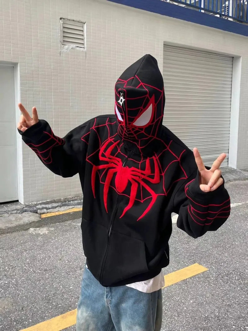Spider Hoodies Embroidery Men's Zip Up Hoodie Oversized Tops ropa Hombre  Anime Cotton y2k hooded Streetwear Homme Clothing Kanye - AliExpress
