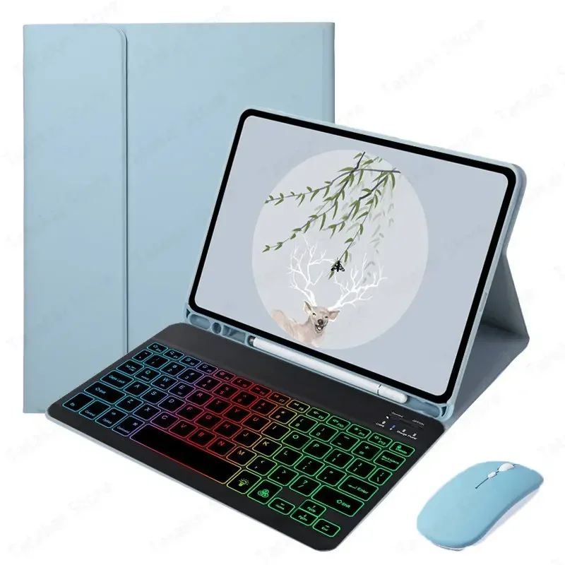 Teclado Retroiluminado para Samsung Galaxy Tab s9 fe Azerty Rainbow Inglês Espanhol 10.9 in Sm-x510 X516b - Imagem 4