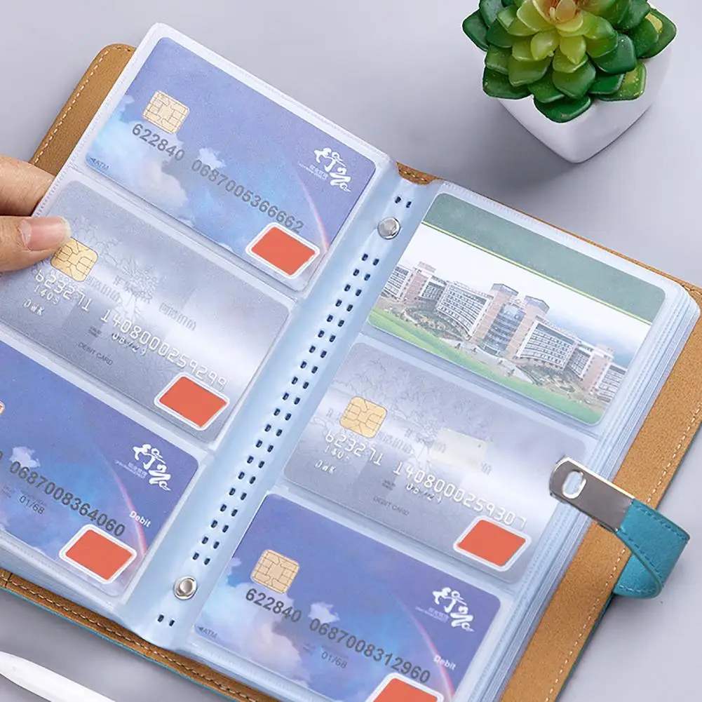Business Card Holder 120 Card Slots Faux Leather Business Book Credit Protector for Home Office