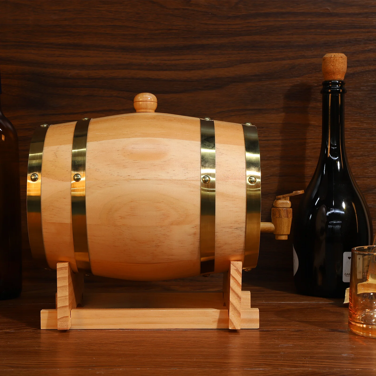 Rustic bar vibe in one piece 🪵✨ Bar46 Brand Oak Wood Wine Barrel - 3L & 5L is a vintage-style mini barrel with stand spigot, perfect as a drink dispenser and