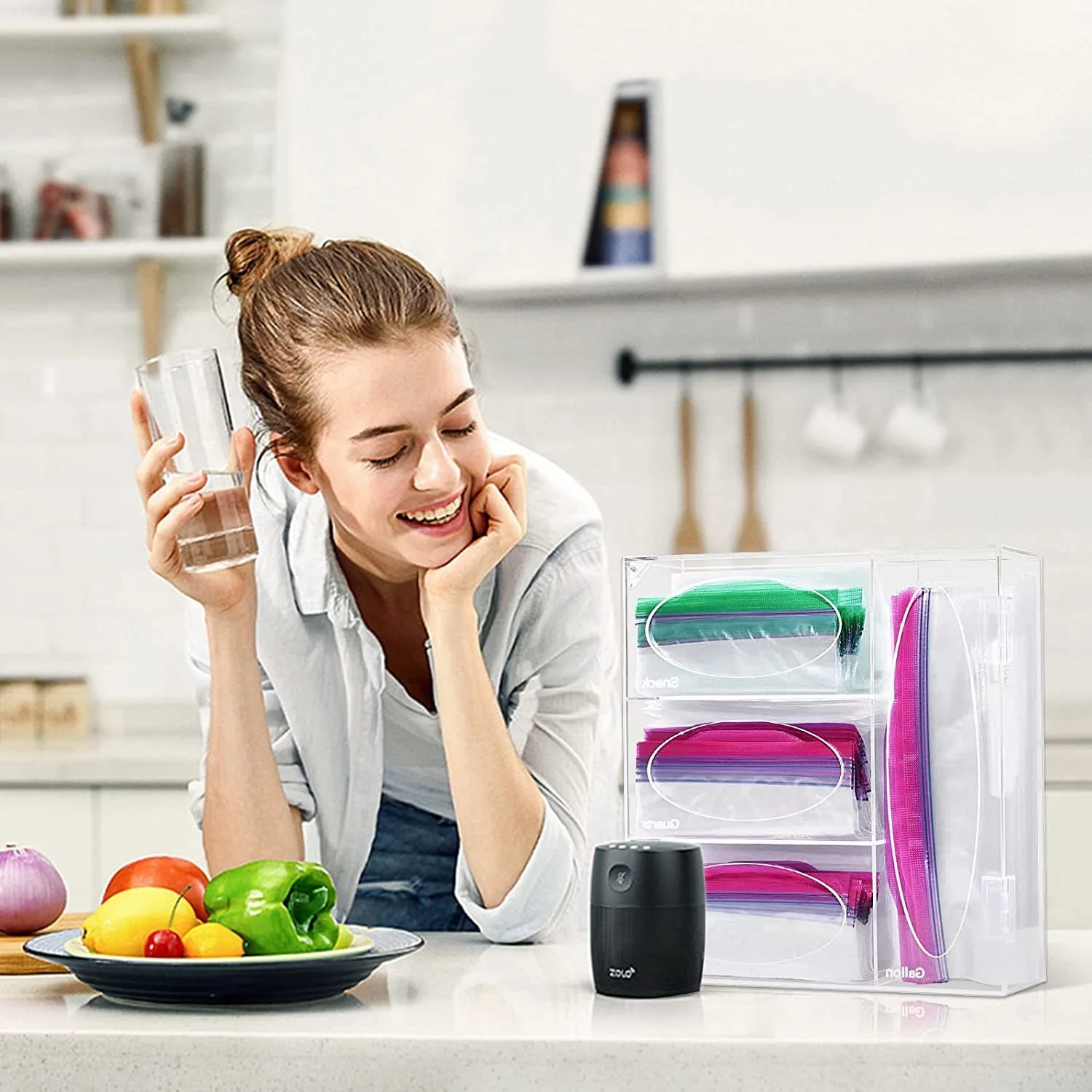 4 Layers Cleaning Storage Organizer Acrylic Food Storage Bag Organizer Storage Holder Zip Lock Bag Container Organizer Sand Bag 3