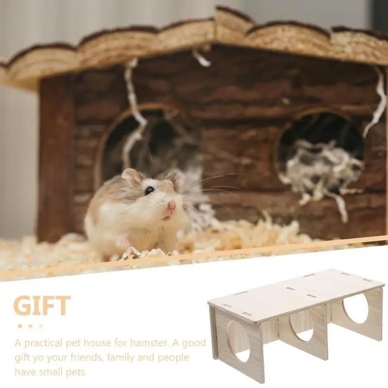 Title 4, Wood Hideout Woodencabin Maze Cage Hidepets Toy...