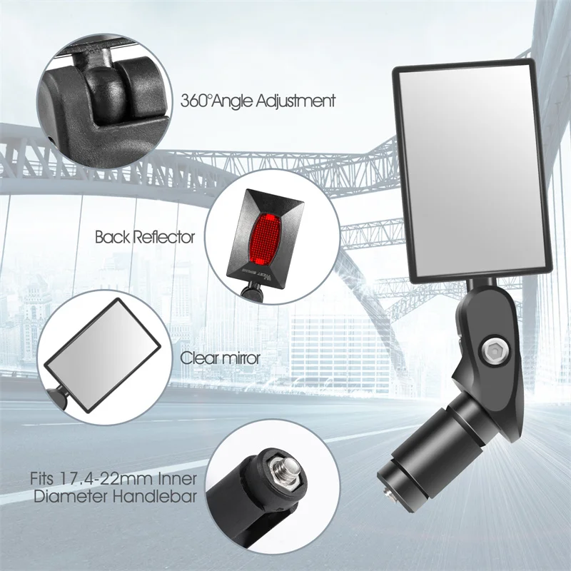 WEST BIKING Bicycle Rearview Handlebar Mirror 360 Rotation Adjustment Bike Reflector Wide Range Back Sight Cycling Accessories