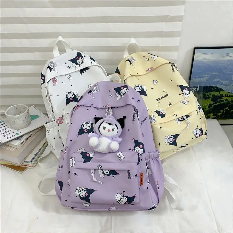 

Sanrio kawaii Kuromi Backpack For Women Fashion Nylon Large School Bag Teenage Girls Student Ladies Travel Laptop Backpack Gift