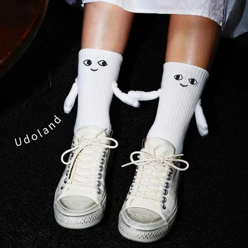 

Medium Tube Cute Couple Socks Magnet Suction Socks Holding Hands Doll Socks with Eyes Sports Socks Funny Gifts for Women/Men