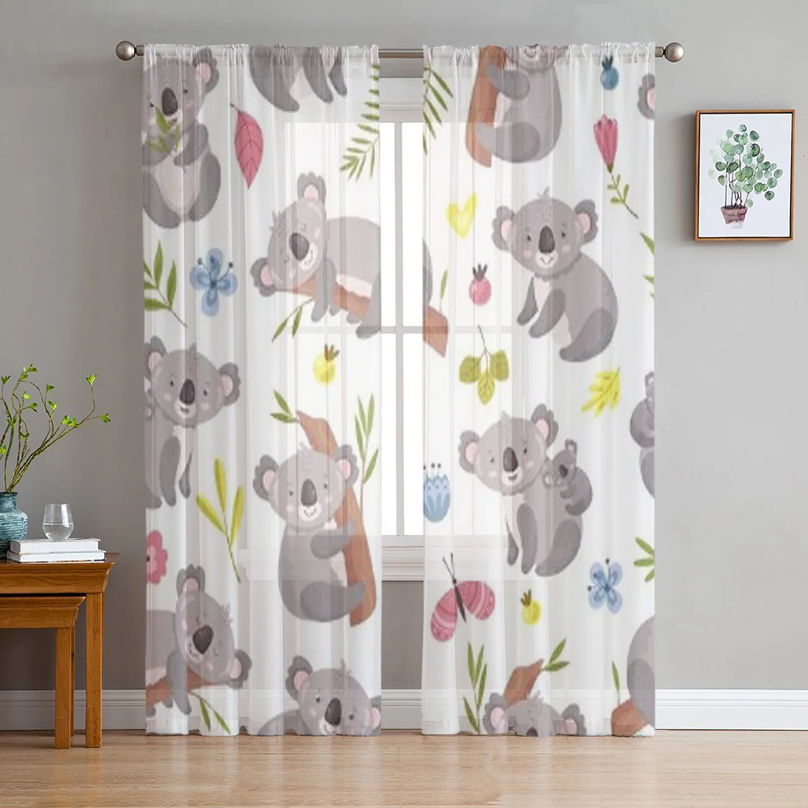 

Мультяшные Симпатичные тюлевые прозрачные шторы с австралийским медведем для гостиной, спальни, кухни, декоративные занавески из органзы