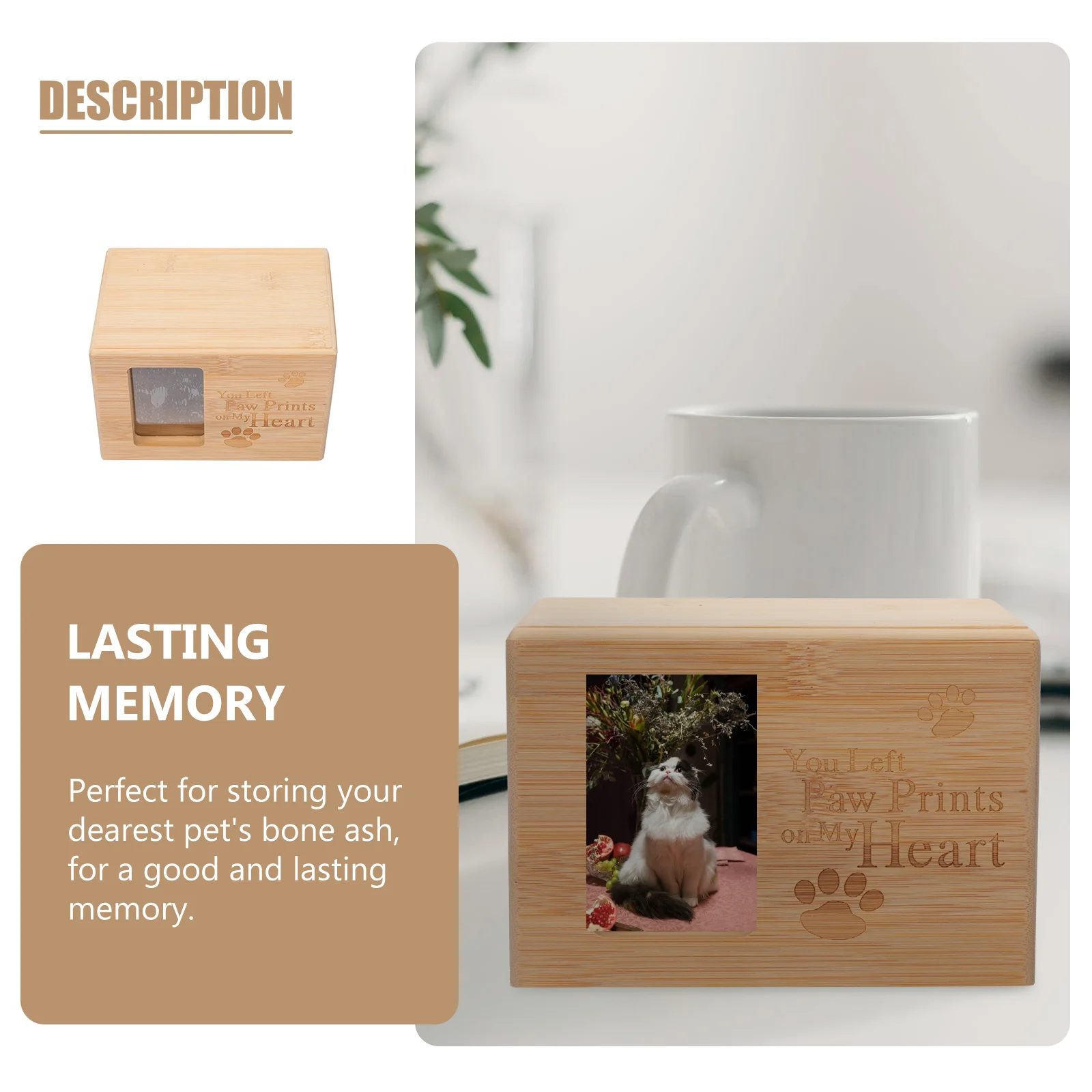 Memorial Gifts Pet Urn for Cinerary Casket Ash Jar Funeral Supplies Bamboo Urns Creative Cats Dog