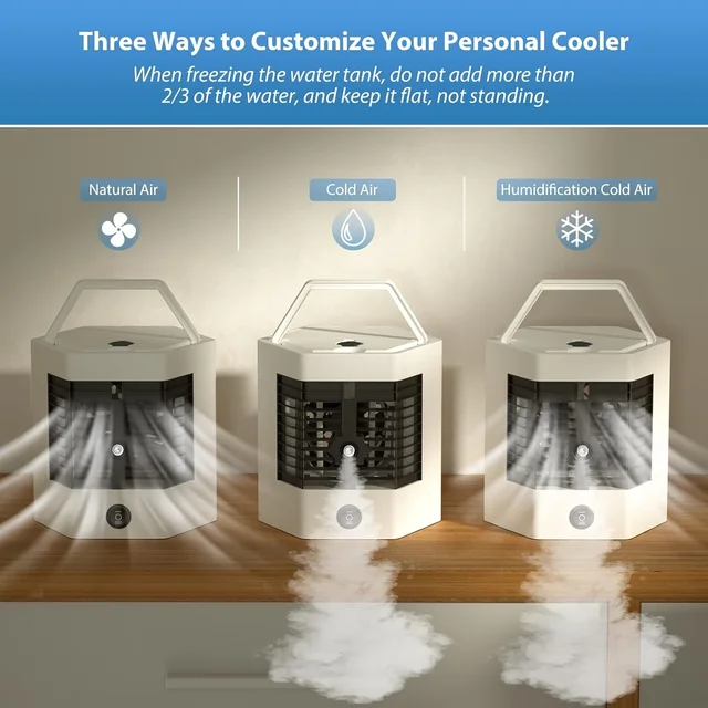 1 Pc Compact Portable Air Conditioner - 3-in-1 Multi-Functional Cooler with Adjustable Modes, Humidifier, ideal for Camping, Bed 6