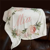 Baby Blanket Swaddling For Newborn Name Personalized Infant Crib Flannel Fleece Blanket Swaddle Baby Bedding Birthday Gift 2