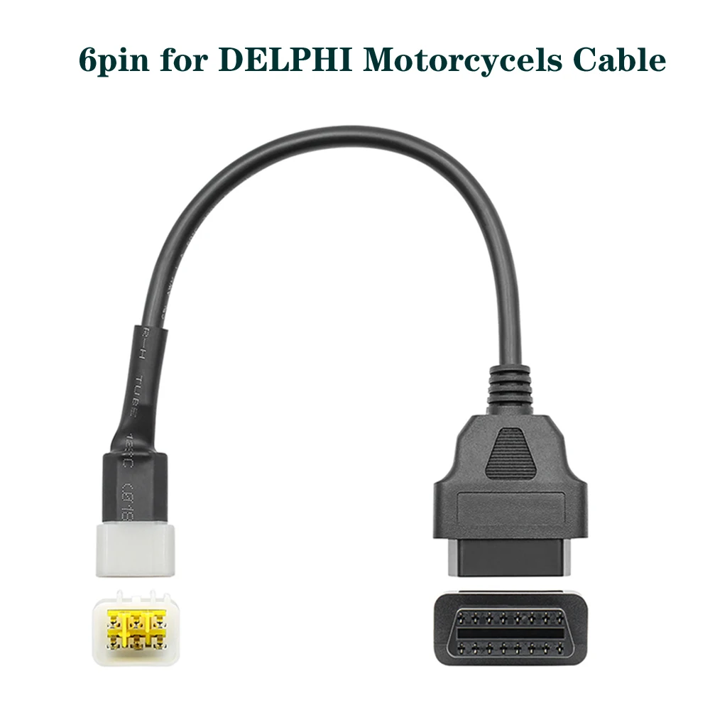 

Motorcycle OBD2 Connector for DELPHI 6pin Adapter Motobike Diagnostic Extension Cable High Quality Free Shipping