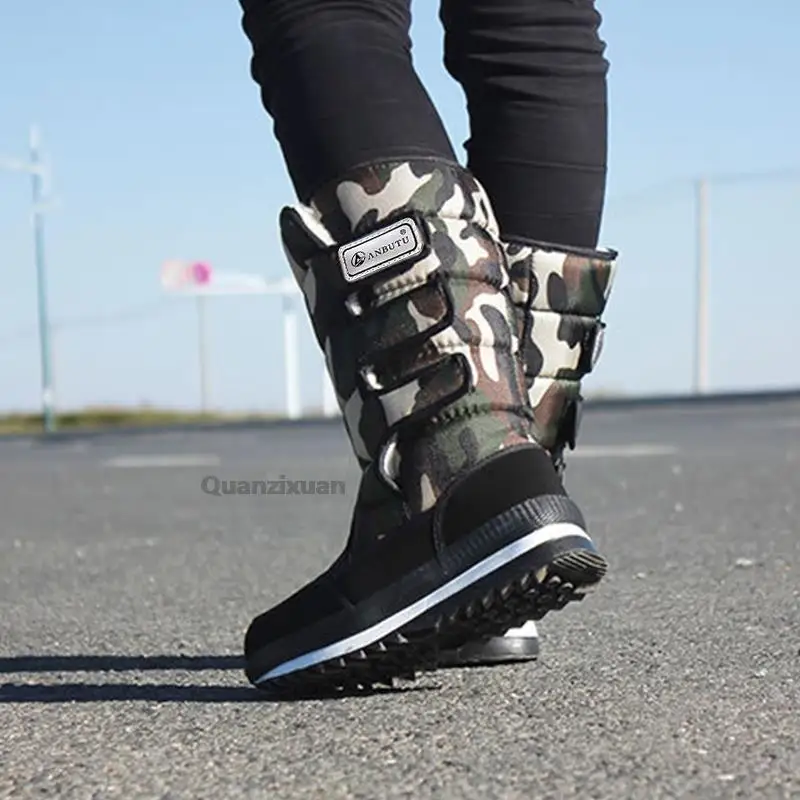 Winter Boots Men Non-slip Waterproof Men Boots Platform Snow Warm Plush Cotton Shoes Lightweight Male Winter Footwear