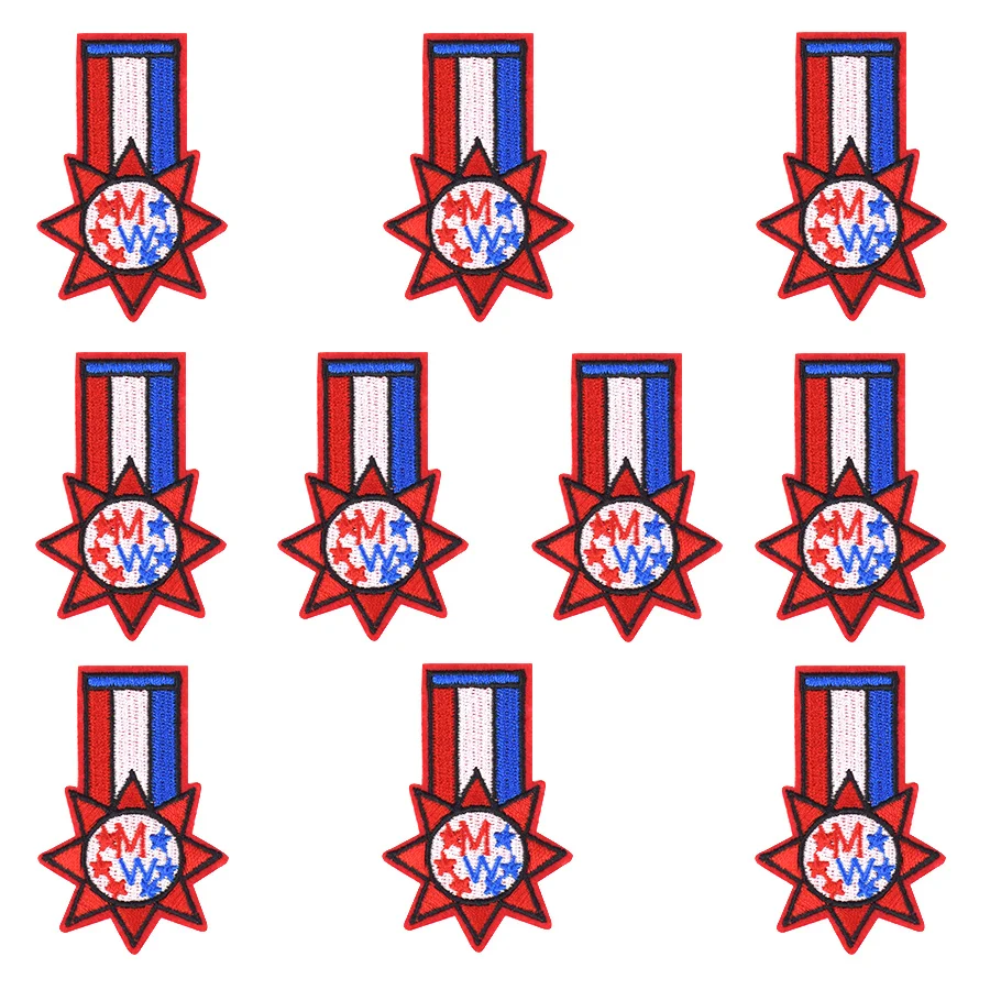 

10PCS Star Badge Medal Stripe Embroidery Patch for Clothing Iron on Transfer Military Patch Applique For Clothes Patches Jacket