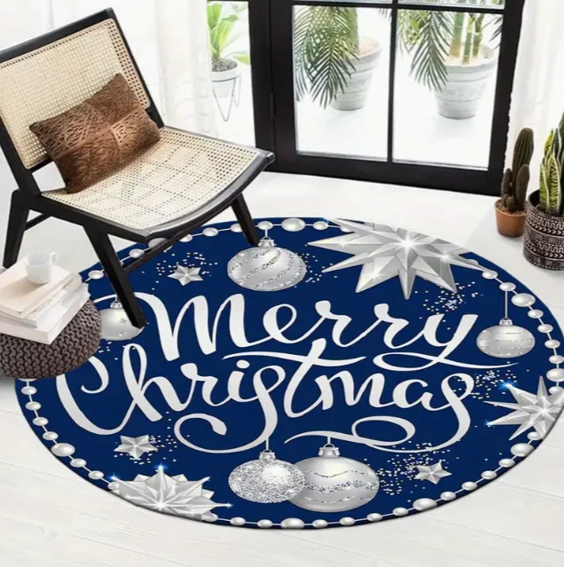 Large Christmas Tree Decoration Mat - Washable Anti-Slip Circular Carpet for New Year Atmosphere